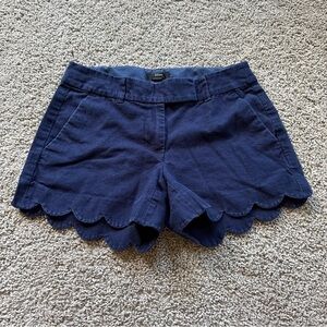 J. Crew Navy Blue Scalloped Women Shorts Size 00